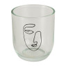 Theelichthouder gezicht - transparant - Ø9x9.5 cm