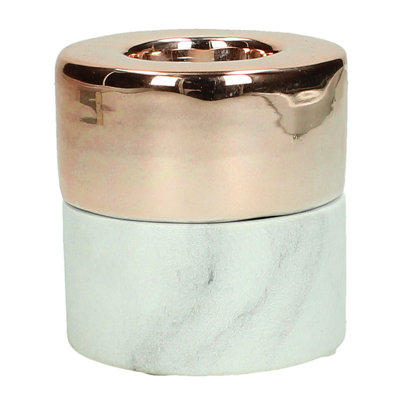 Kandelaar - koper/ marmer - 7,5x10 cm