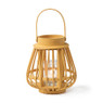 Theelichthouder bamboe - geel - ⌀14x16 cm 