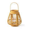 Theelichthouder bamboe - geel - ⌀14x16 cm 