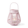 Theelichthouder bamboe - roze - ⌀14x16 cm 