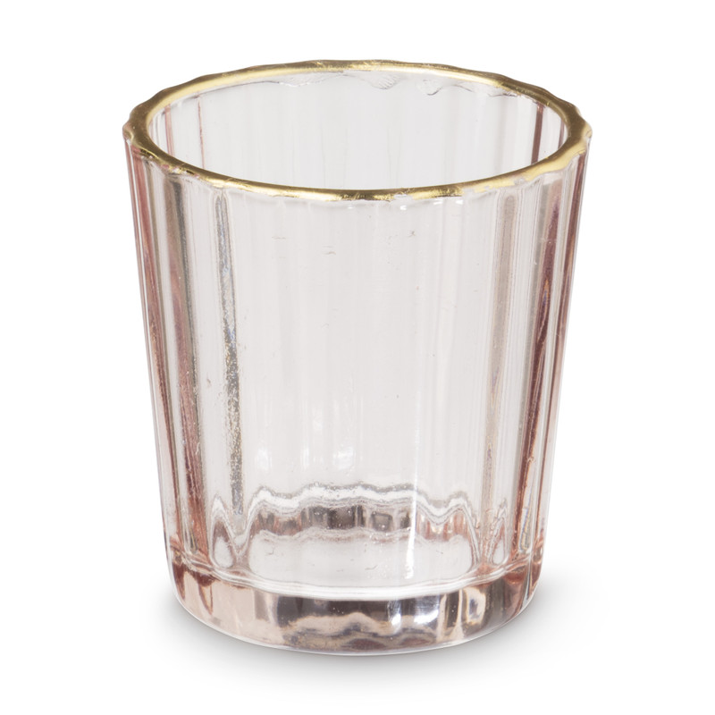 Theelichthouder ribbel - roze - ⌀5.5x6 cm 