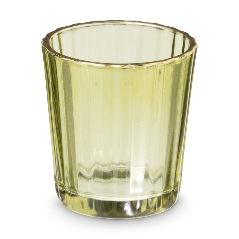 Theelichthouder ribbel - groen - ⌀5.5x6 cm 