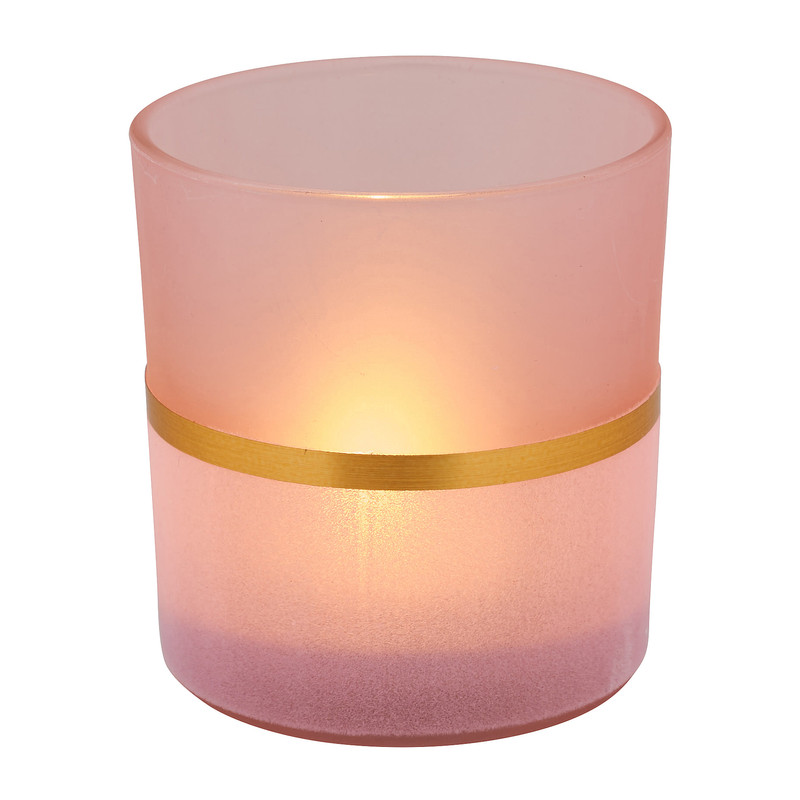 Theelichthouder mat - roze - ⌀7x8 cm 