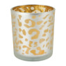 Theelichthouder luipaard - wit - ø7x8 cm
