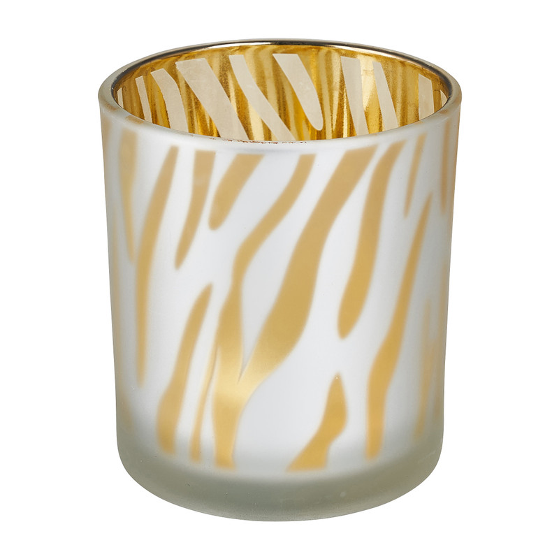 Theelichthouder zebra - wit - ø7x8 cm