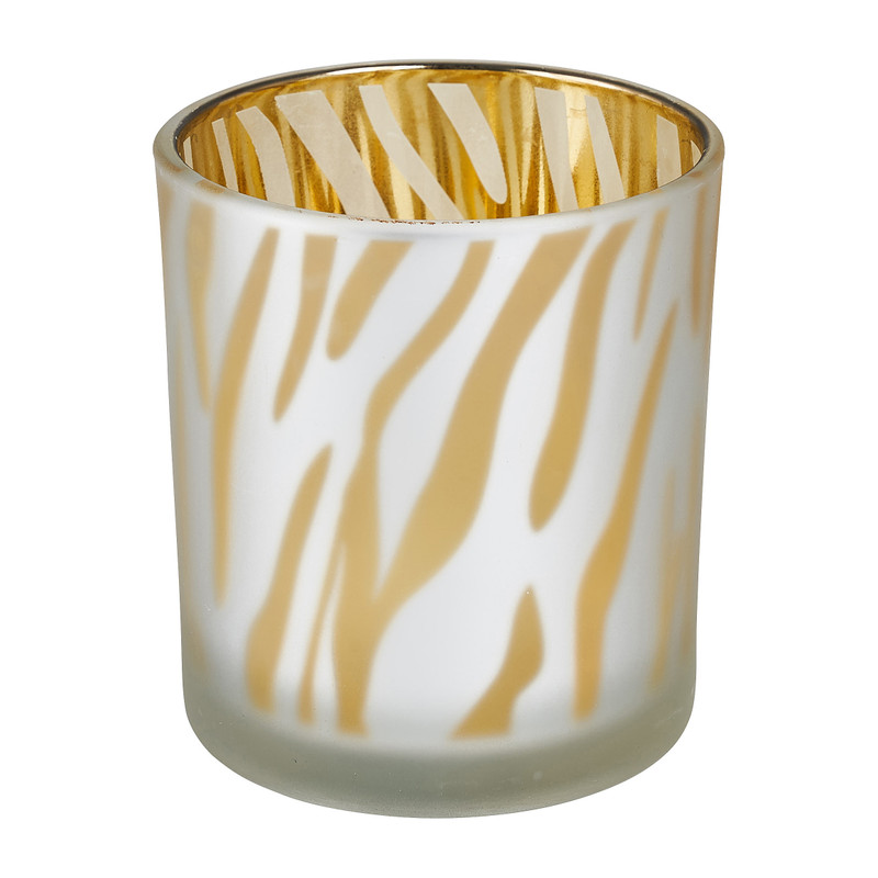 Theelichthouder zebra - wit - ø7x8 cm