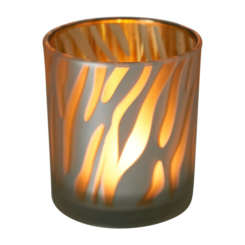 Theelichthouder zebra - wit - ø7x8 cm