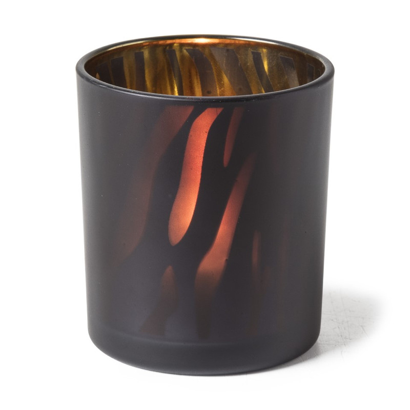 Theelichthouder zebra - zwart - ø7x8 cm