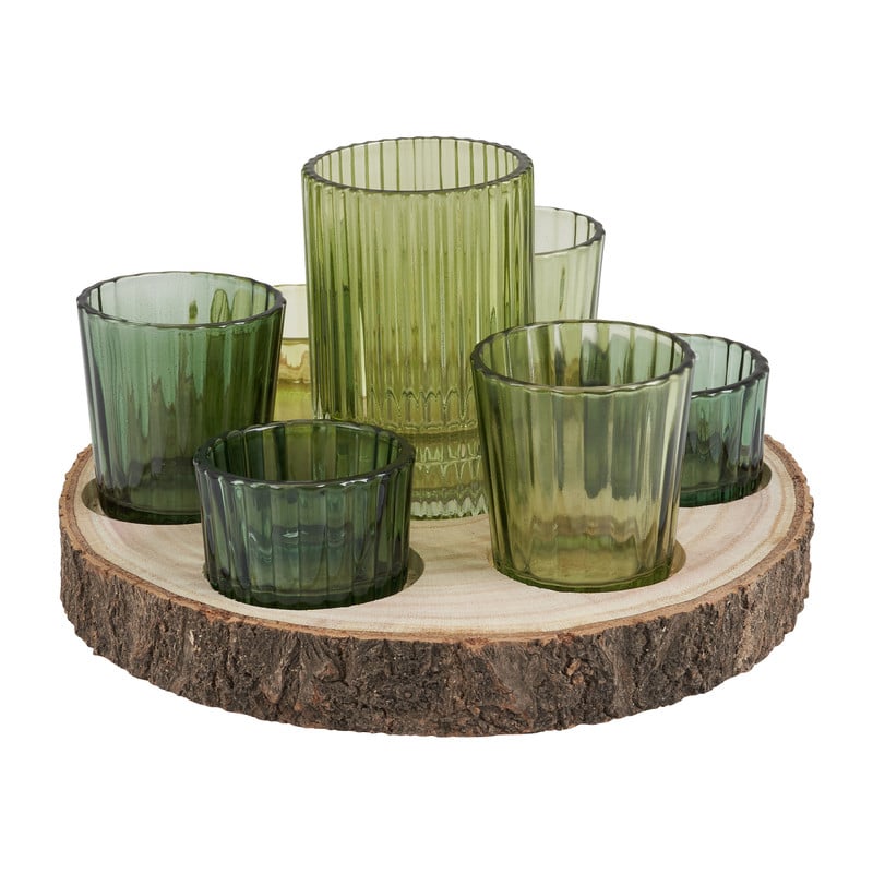 Plateau + theelichthouders rond - Ø22x11 cm