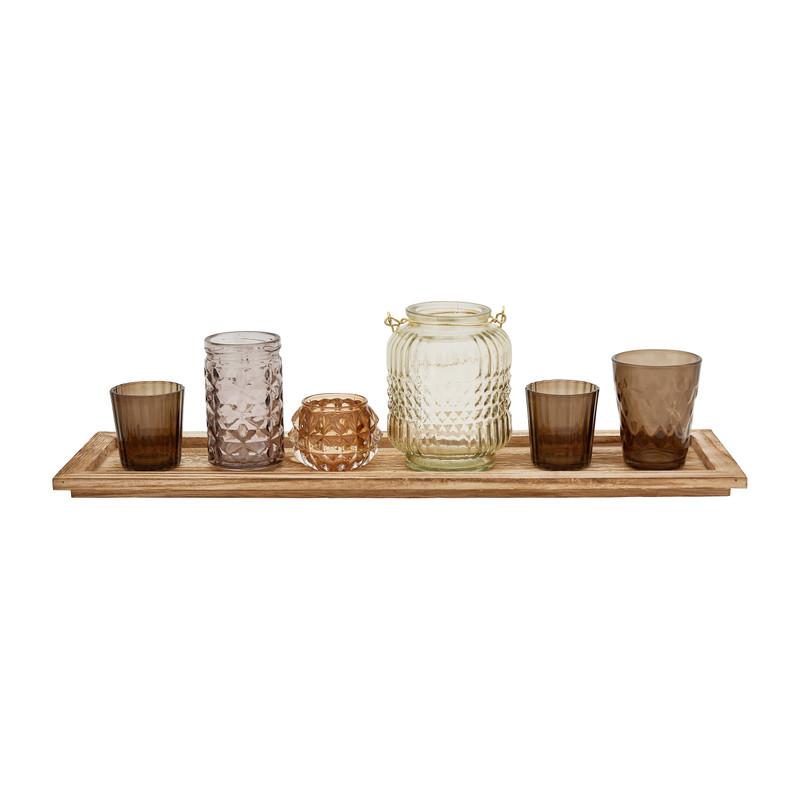 Decoratieplateau met theelichthouders - 50x14 cm