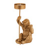 Theelichthouder aap - goud - 10x8x17 cm 