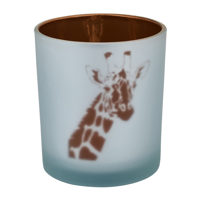Theelichthouder giraf - zilver/bruin - ⌀8.8x10 cm 