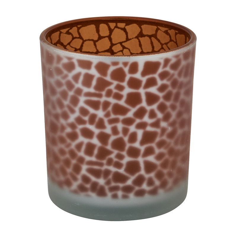 Theelichthouder giraf - zilver/bruin - ⌀7x8 cm 
