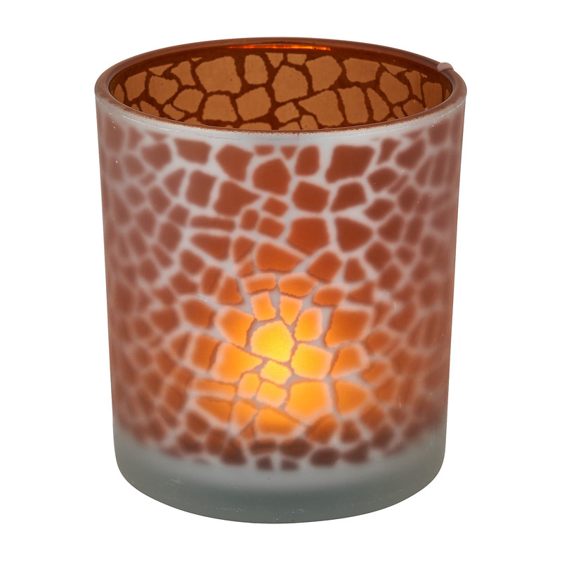 Theelichthouder giraf - zilver/bruin - ⌀7x8 cm 