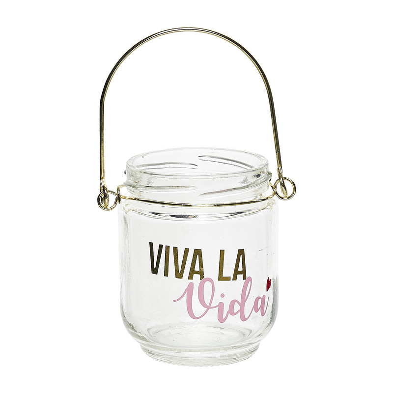 Theelichthouder viva la vida - 6x6x8,5 cm