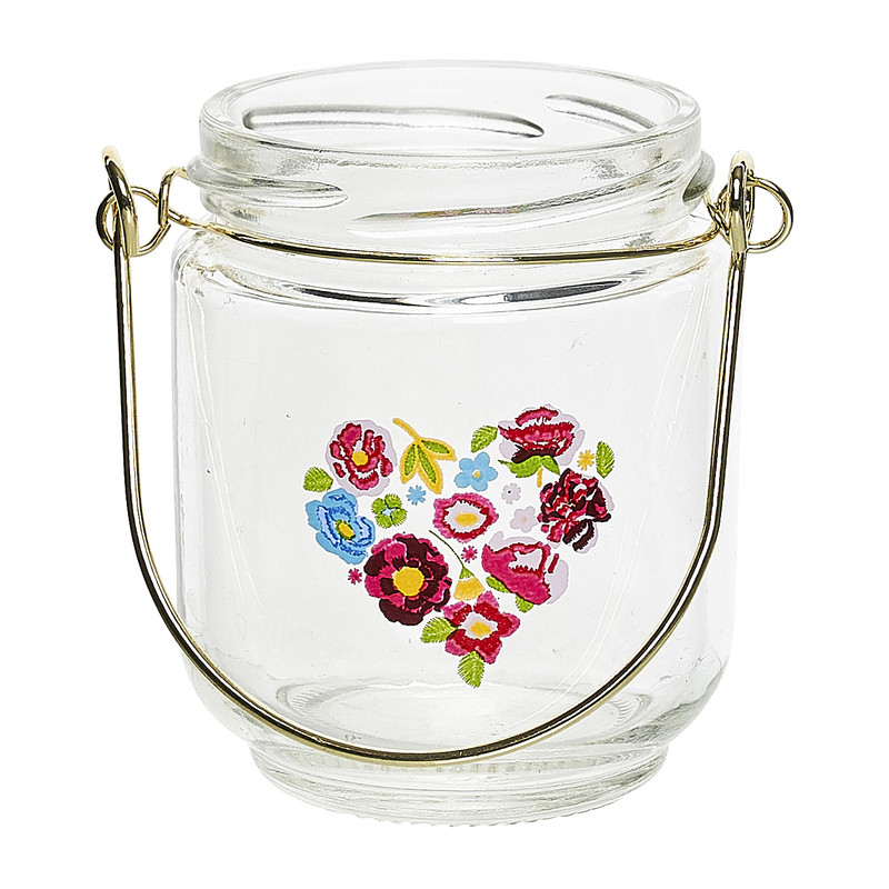 Theelichthouder bloemhart - 6x6x8,5 cm