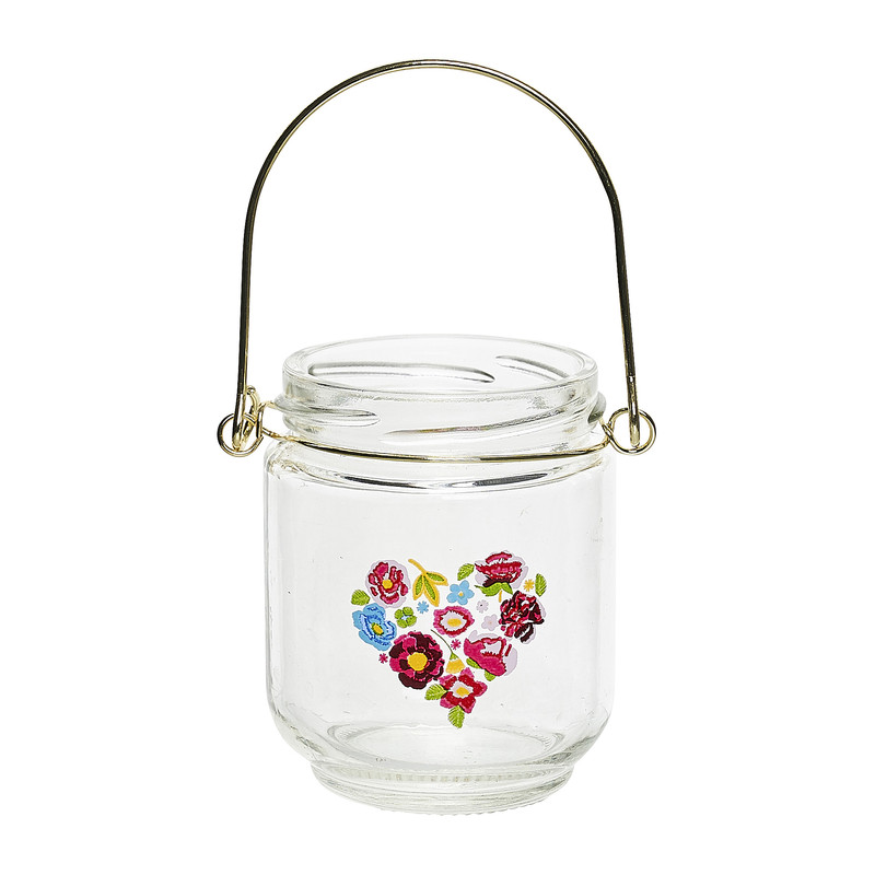 Theelichthouder bloemhart - 6x6x8,5 cm