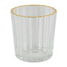 Theelichthouder ribbel - goud/transparant - 5.5x5.5x6 cm