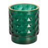 Theelichthouder op voet met relief - groen - 7x7x8 cm