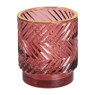 Theelichthouder op voet met relief - rood - 7x7x8 cm
