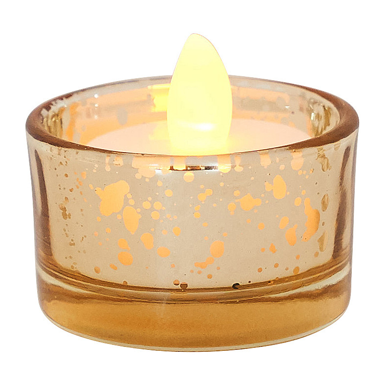 Waxinelichthouder laag - goud - 5x5x3 cm