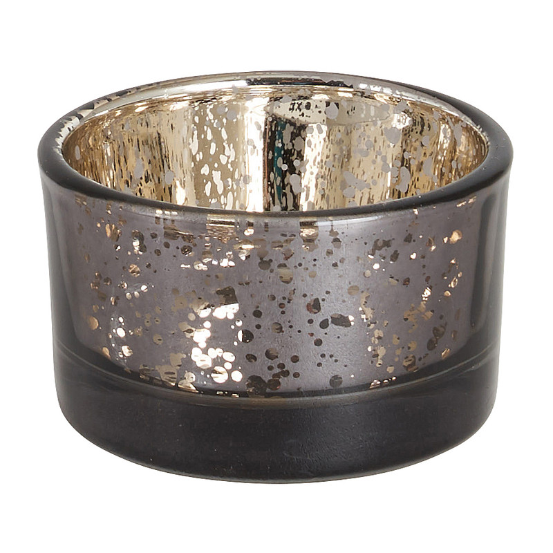 Waxinelichthouder laag - zwart - 5x5x3 cm