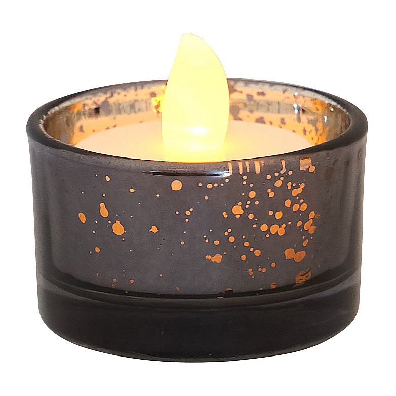 Waxinelichthouder laag - zwart - 5x5x3 cm