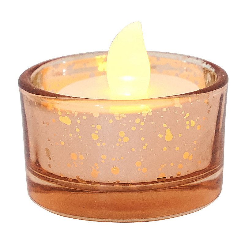 Waxinelichthouder laag - champagne - 5x5x3 cm