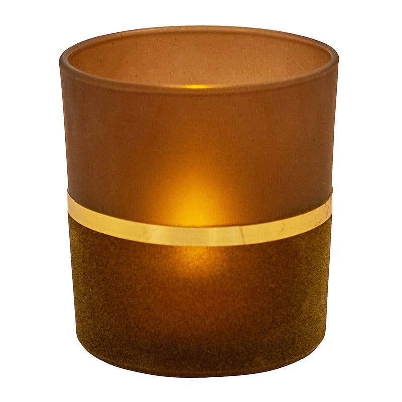 Theelichthouder mat herfst - diverse kleuren - Ø7x8cm