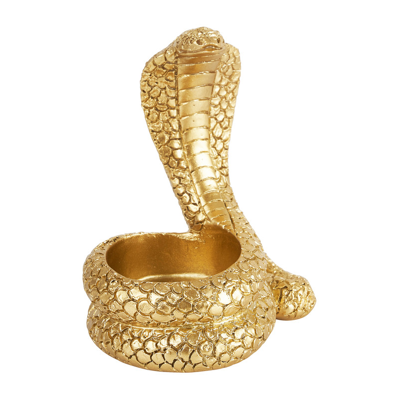Theelichthouder slang - goud - 7.7x6.5x9.3 cm 