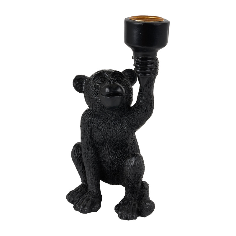 Kandelaar aap - zwart - 9x8x17.5 cm