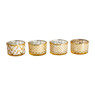 Theelichthouder glas - set van 4 - goud/wit