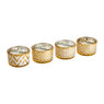 Theelichthouder glas - set van 4 - goud/wit