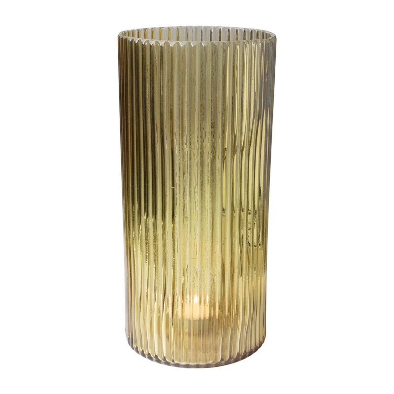 Waxinelichthouder ribbel - geel - ⌀11.5x28.5 cm