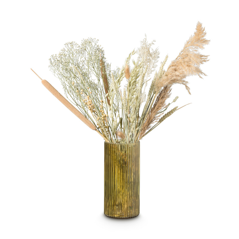 Waxinelichthouder ribbel - geel - ⌀11.5x28.5 cm