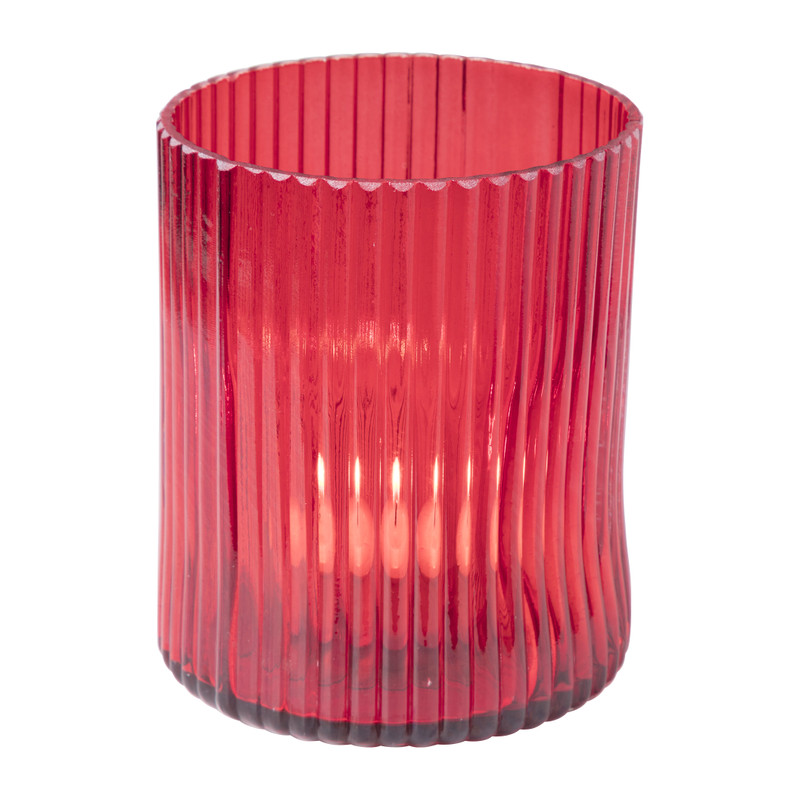 Theelichthouder klein - rood - ⌀9x11 cm
