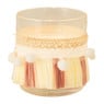 Theelichthouder met franjes - bruin/beige - ⌀7X8 cm