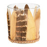 Theelichthouder met veren - ⌀7x8 cm 