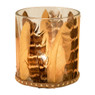 Theelichthouder met veren - ⌀7x8 cm 