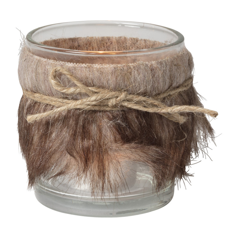 Waxinelichthouder bont - bruin - Ø7,3X8 cm