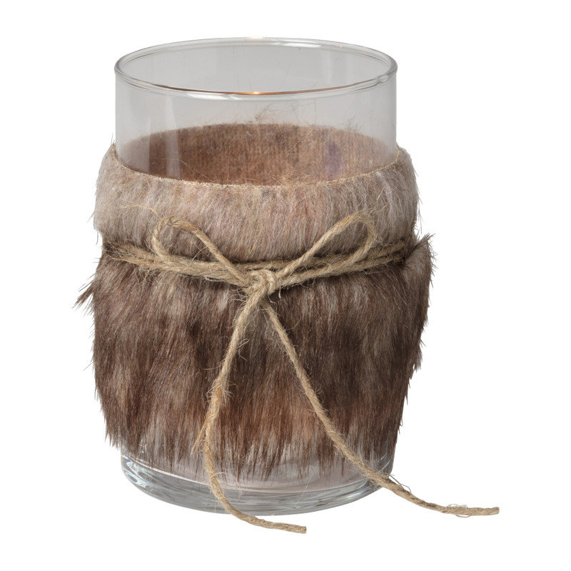 Waxinelichthouder bont - bruin - Ø8X12 cm