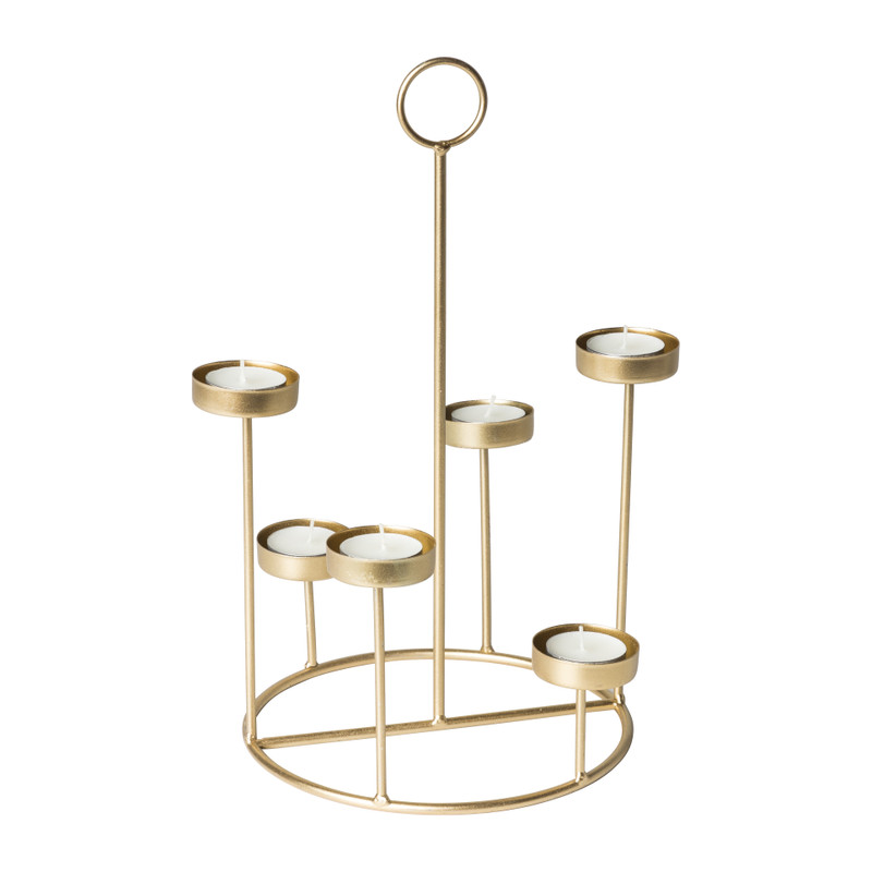 Waxinelichthouder tray - goudkleurig - set van 6 