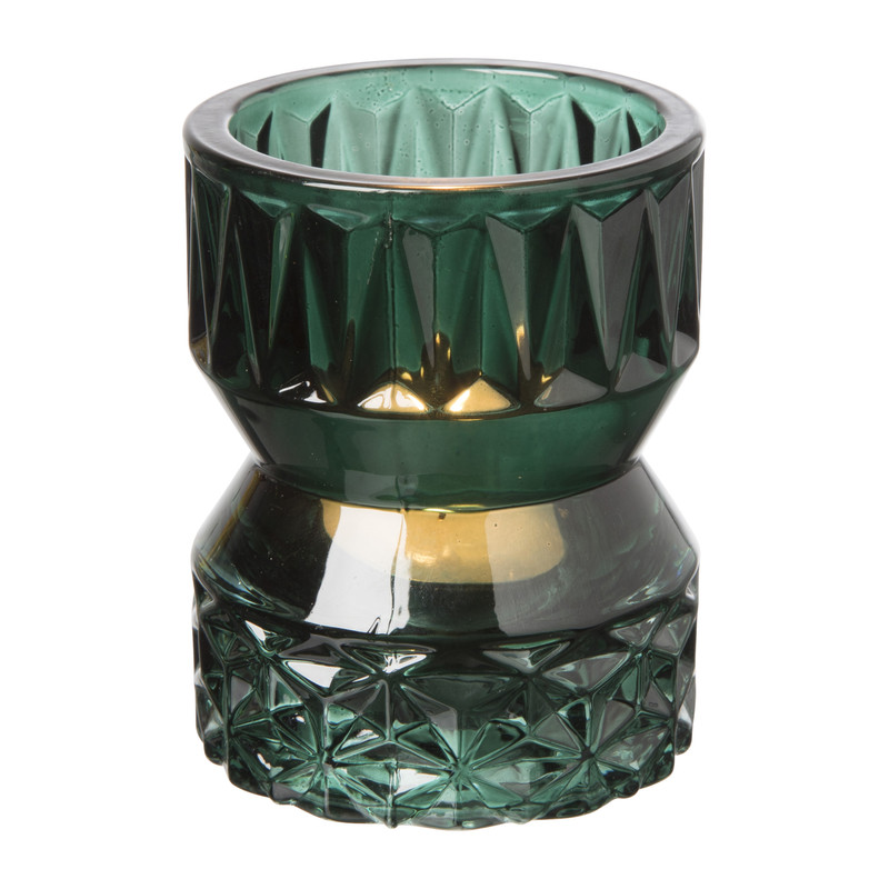 Waxinelichthouder zandloper klein - groen - ⌀7x9 cm