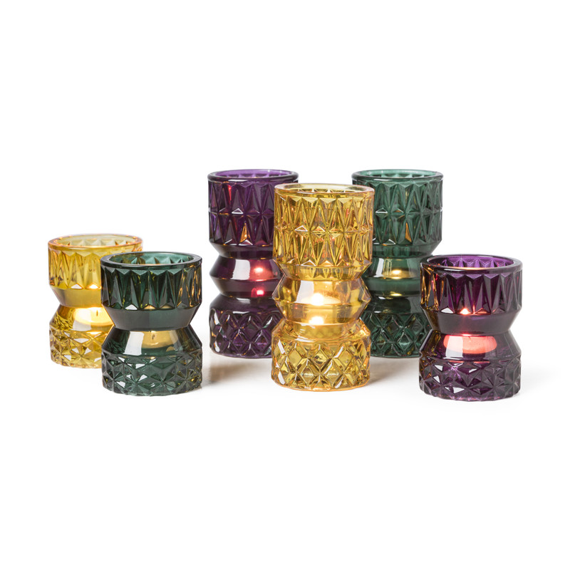 Waxinelichthouder zandloper klein - groen - ⌀7x9 cm