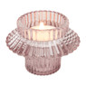 Waxinelichthouder ribbel - roze - ⌀8x5.5 cm 