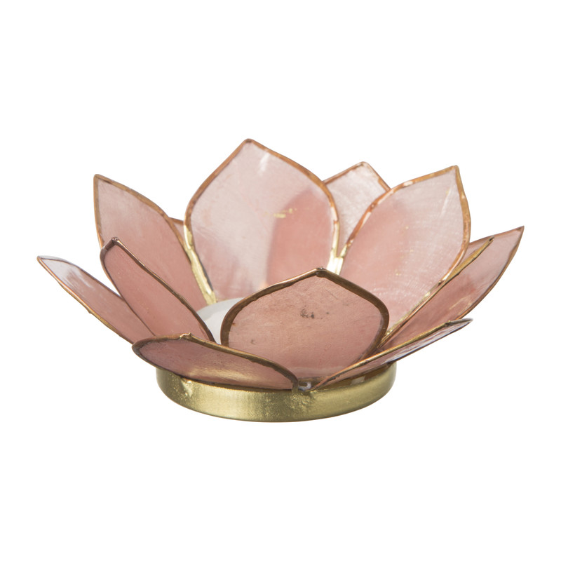 Theelichthouder lotus - roze - ⌀10x4 cm