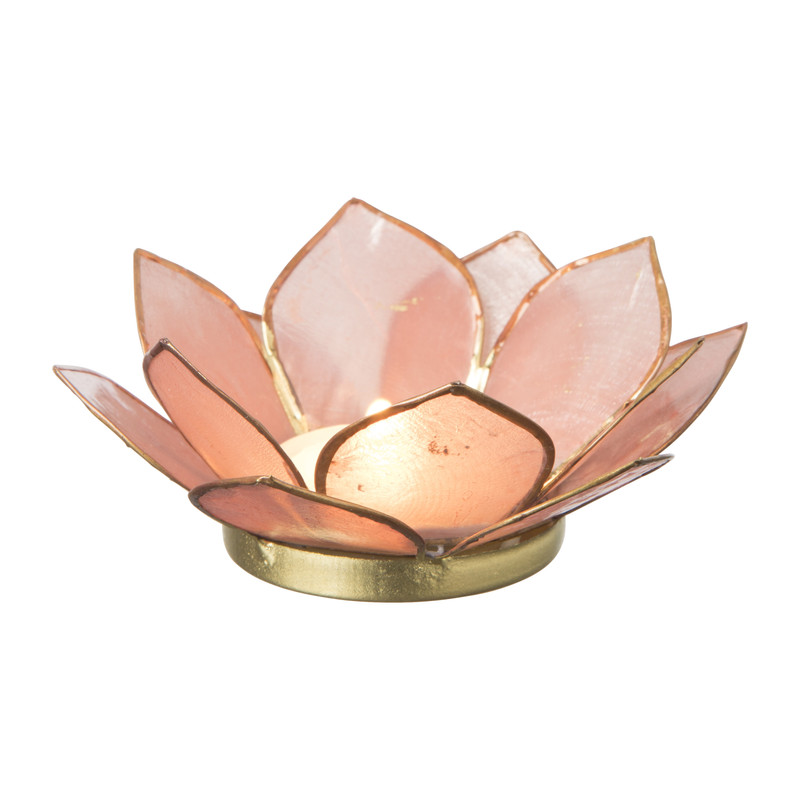 Theelichthouder lotus - roze - ⌀10x4 cm