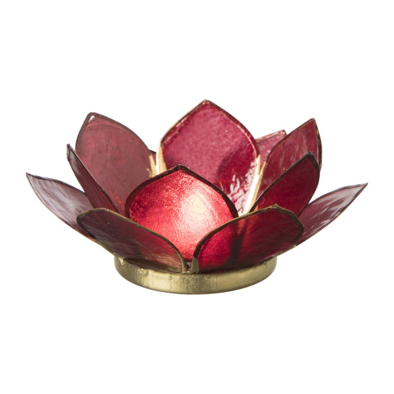 Theelichthouder lotus - bordeauxrood - ⌀10x4 cm