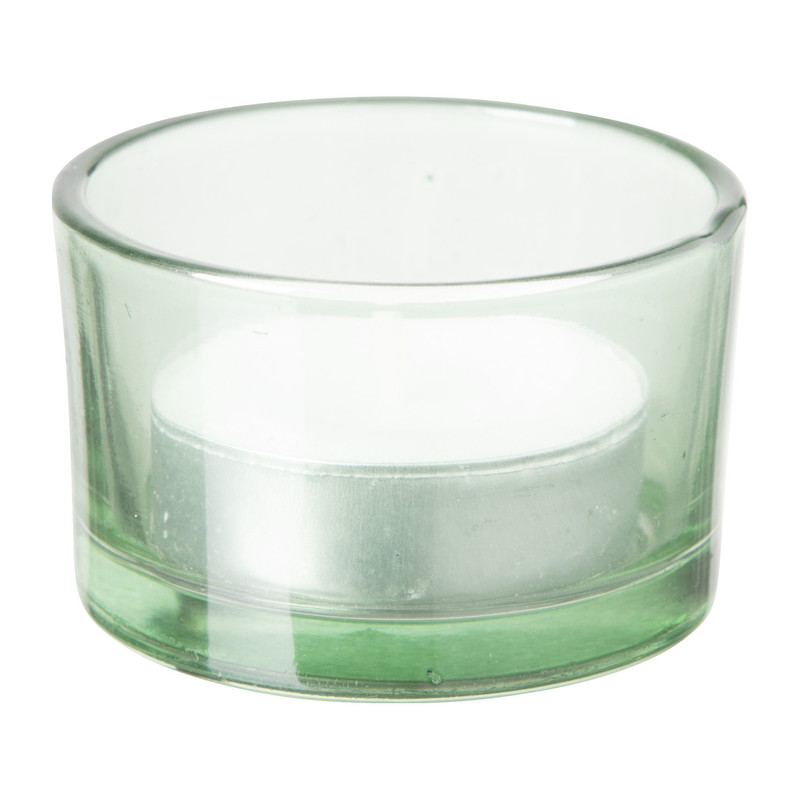 Theelichthouder laag - groen - ⌀5x3,2 cm